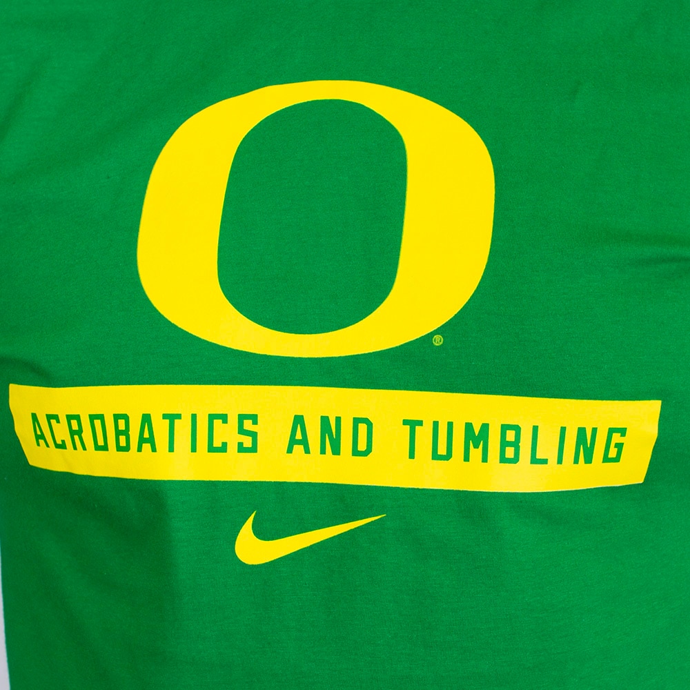 Classic Oregon O, Nike, Green, Crew Neck, Cotton, Women, Unisex, Acro. & Tumbling, Basic, T-Shirt, 906447
